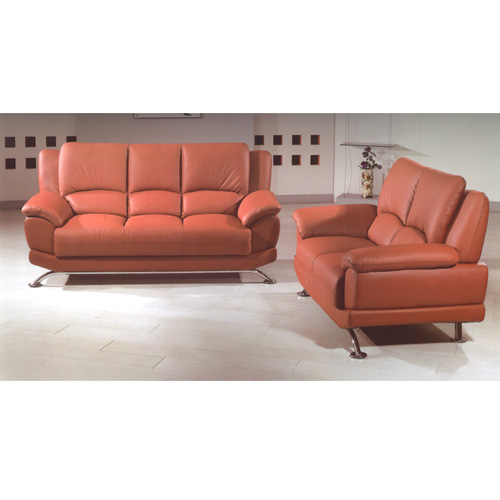 Brown Leather Sofa Set S990-BR (PK)