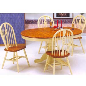 5-Pc Buttermilk/Oak Table Set 1258-42/16 (WD)