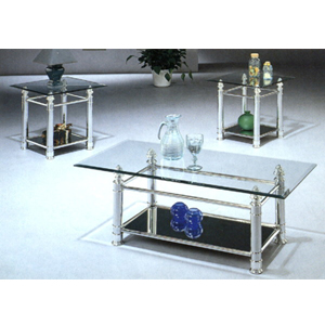 3-Pc Brushed Chrome Plated Coffee Table Set 2202 (CO)