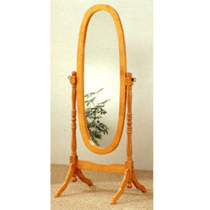 Bevelled Oval Cheval Mirror In Oak Finish 4001 (CO)