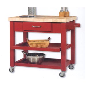 Butcher Block Top Work Island 43519RED-01-KD (LN)