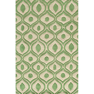 Hand Tufted Modern Waves Green Polyester Rug 14618631(OFS141