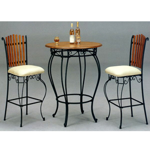 3-Pc Set Cherry Wood Top Bar Table And Stools 7609-10 (CO)