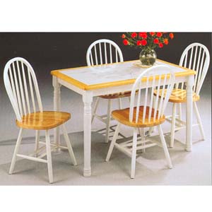 5-Pc White/Natural  Dinette Set 9632 (WD)