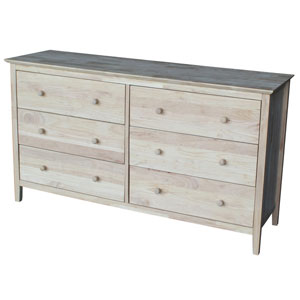 Solid Wood Shaker Style 6 Drawer Dresser (WFFS)