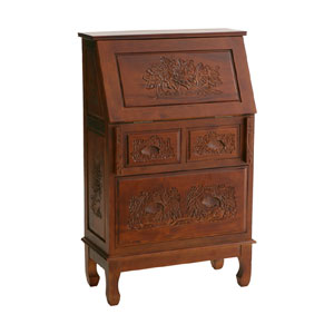 Pecan Carved Secretary Desk HO2420 (SEIFS)