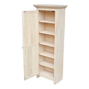 Solid Parawood Storage Cabinet in Unfinished Wood